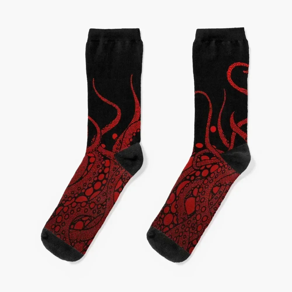 red tentacles on black Socks Climbing valentine gift ideas basketball golf Girl'S Socks Men's