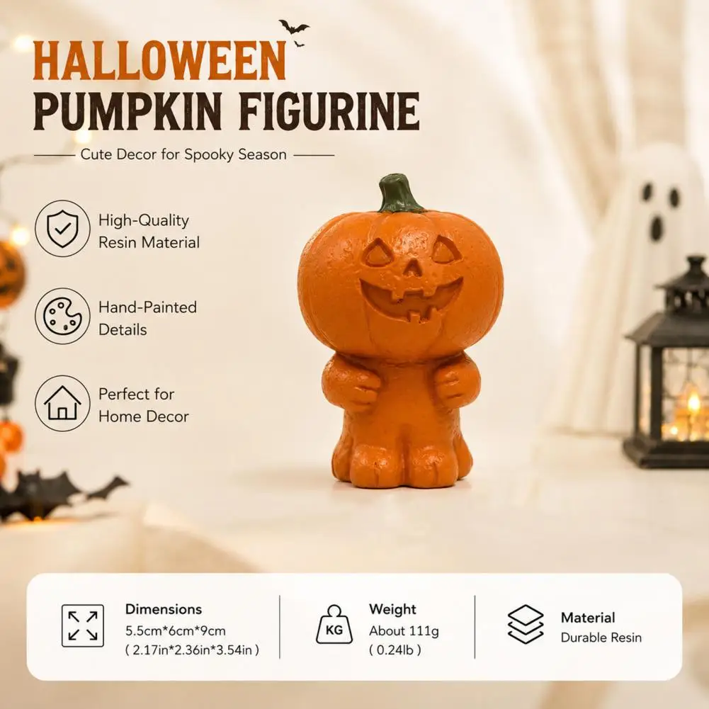 Halloween Party Supplies Halloween Patchwork Ghost Figurine Pumpkin Man Resin Statue Ornament Desktop Sculpture for Home