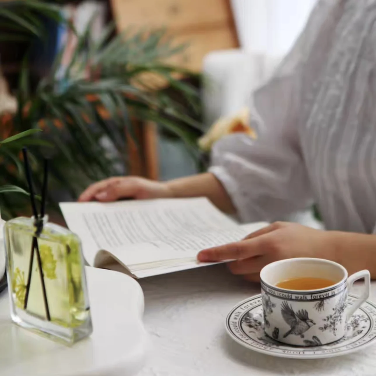 Pinellia Ternata Flower Coffee Cup And Plate Set Ins Small Fragrant Mug With Handle Nordic Style High Feeling Aesthetic Value