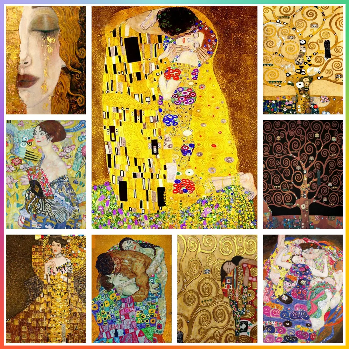 Artista Gustav Klimt Pittura diamante classica Albero della vita Punto croce Mosaico Ricamo Decorazioni per la casa 5D Disegno fai da te Art stampato