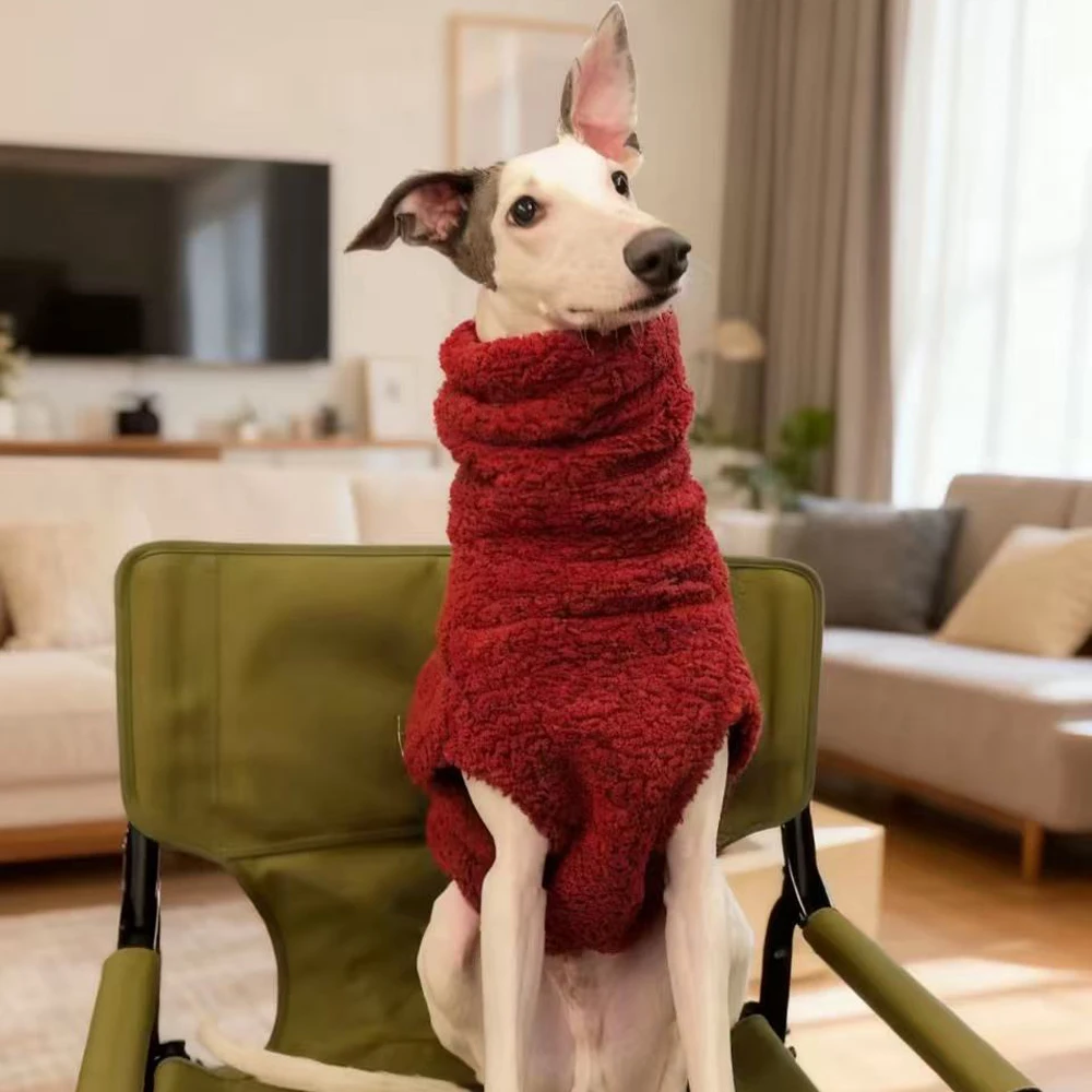 Winterlicher orangefarbener Fleece-Pullover für Whippet-Hunde, hochgeschlossener, dicker, warmer Sweatshirt mit Ärmeln für ungarische spanische Windhundkleidung – Detail 11