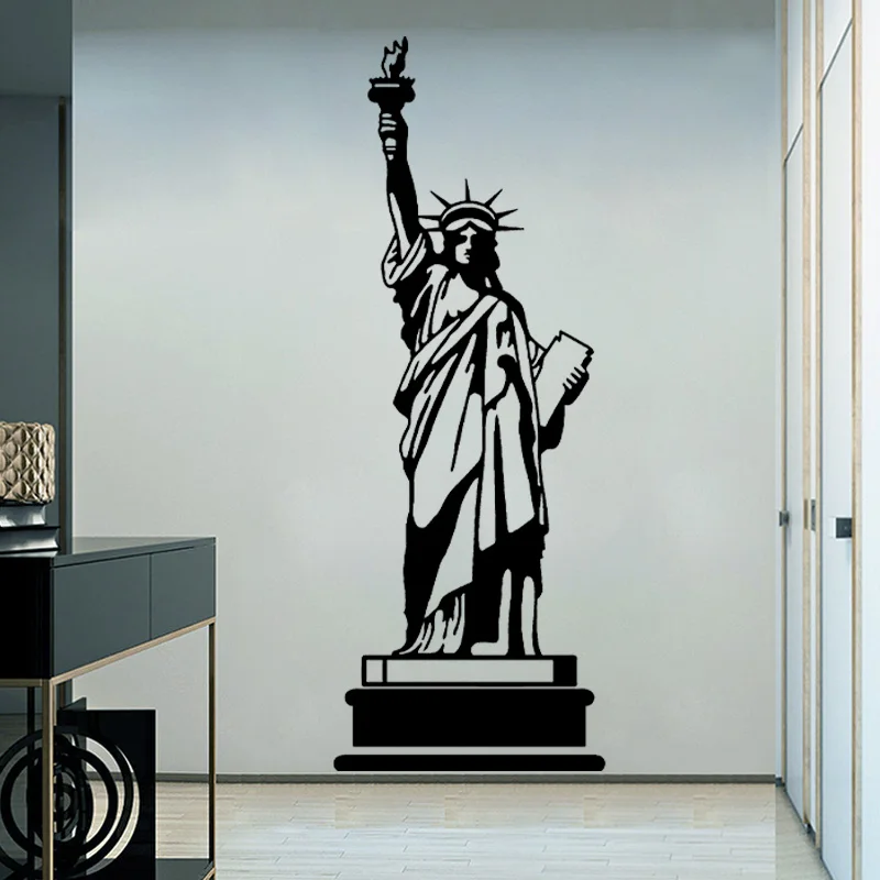 Large Size New York Landmark Building Statue Of Liberty Wall Sticker Home Decor Living Room Vinyl Removable Black Mural E681