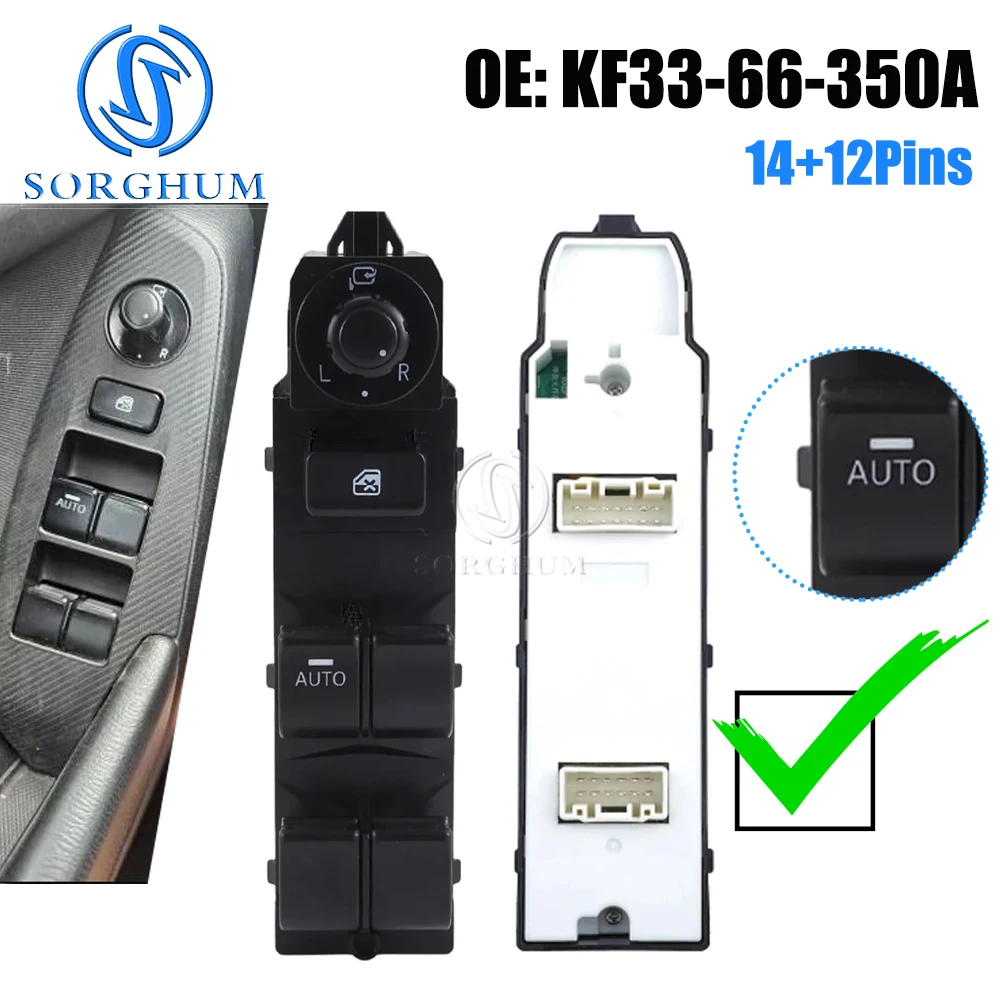 SORGHUM Car Electric Master Power Window Control Switch Regulator Button for Mazda CX-5 2012-2020 OEM KF33-66-350A KF21-66-350