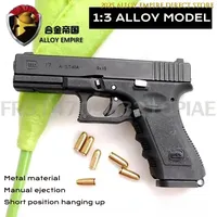 GLOCG34 TTI Shell Eject Mini Gun Keychain 1:3 Miniature Metal Pistol Keyring Pendant Ornament Gift for Army Fan Model Collection