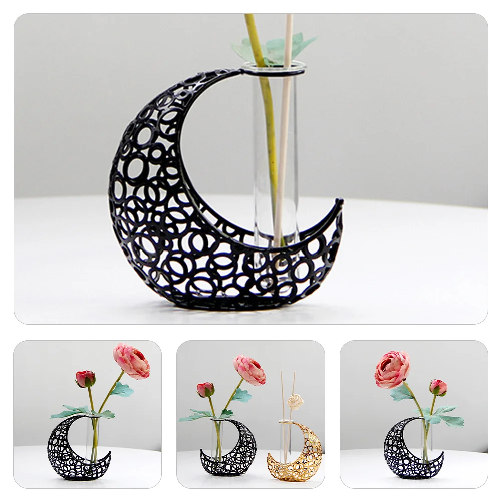 

Rustic Metal Moon Vase Unique Handmade Touch Flower Vase Rack for Home Garden Balcony Nordic Design Indoor Plant Display