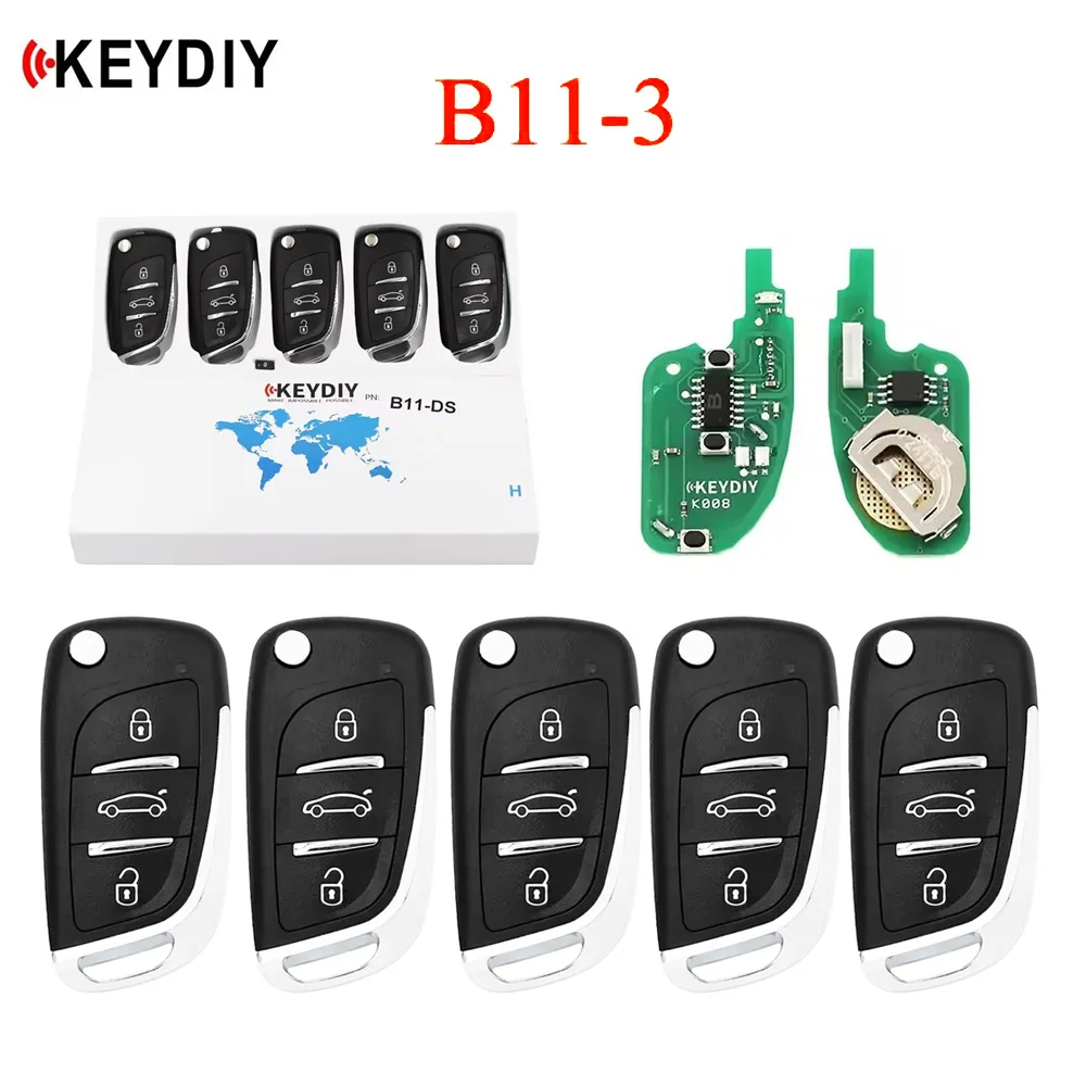 

5pcs B11-3 KEYDIY 3 Button Universal KD Remote Control Car Key for KD900/KD-X2/URG200 MINI Tools B Series for Peugeot DS Stytle