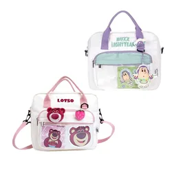 Disney Buzz Lightyear Lotso PoohBear animation peripheral cartoon large capacity student portable crossbody backpack canvas bag