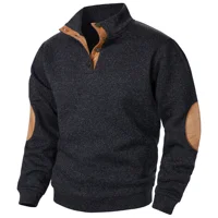 Top de suéter de punto casual de manga larga con cuello levantado para hombre de otoño e invierno