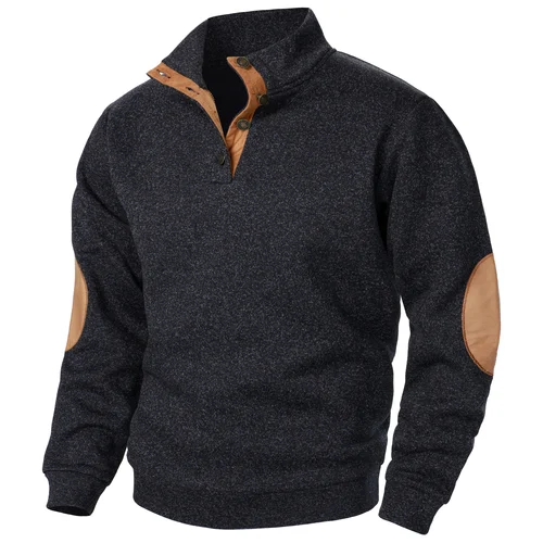 Imagen 1 del producto Top de suéter de punto casual de manga larga con cuello levantado para hombre de otoño e invierno