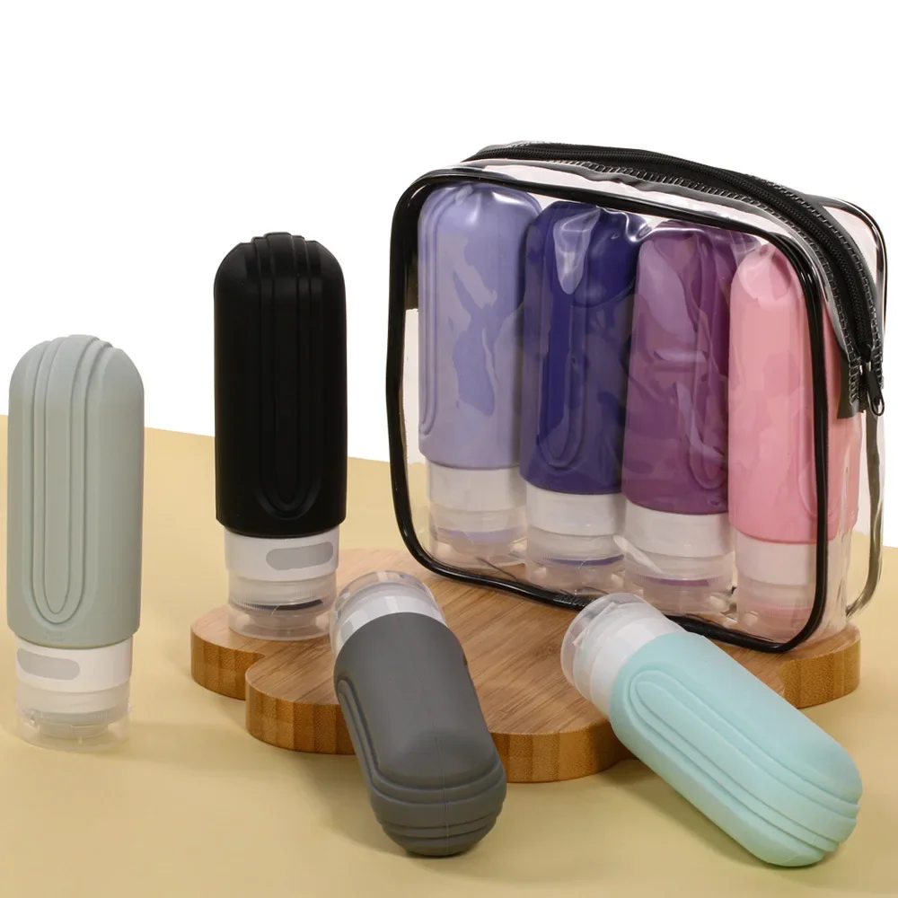 90 ml nachfüllbare Flasche, mehrfarbig, leer, Silikon, Reise-Kosmetikflaschen, auslaufsicherer Behälter für Shampoo, Spülung, Lotion