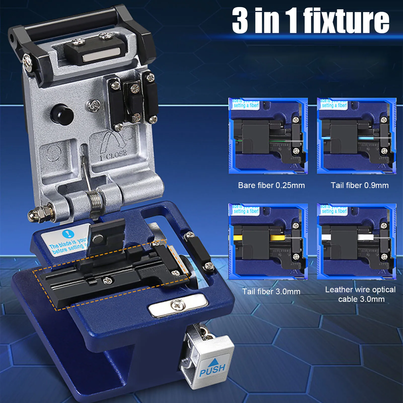 Optical Fiber Cleaver Hot Melt Cold Joining FTTH Wire Cutting Tool 0.5 Degree Angle with 16 End Faces 3 in 1 Fixture FC-6S