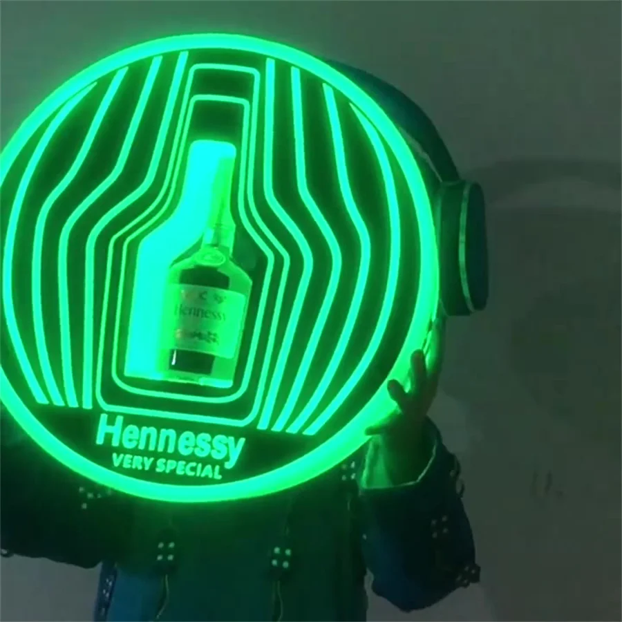 Garrafa de vinho LED Display Racks, Round Stripe, acrílico, iluminado, apresentador, LED Glorifier Garrafa, Portador de garrafas VIP