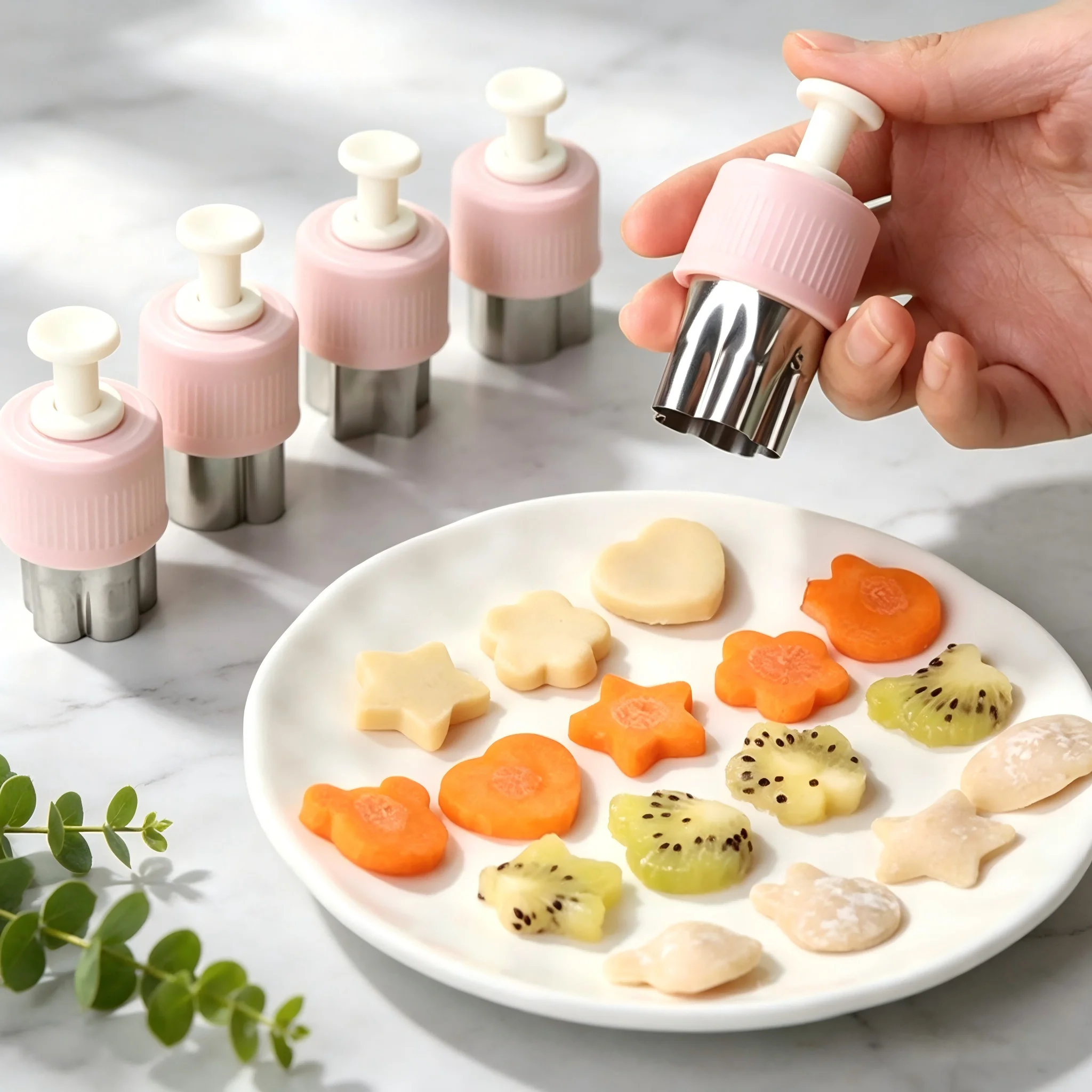 8pcs pressed fruit printing cutting die, butterfly noodle flower cutter, stainless steel vegetable and fruit biscuit cutting die