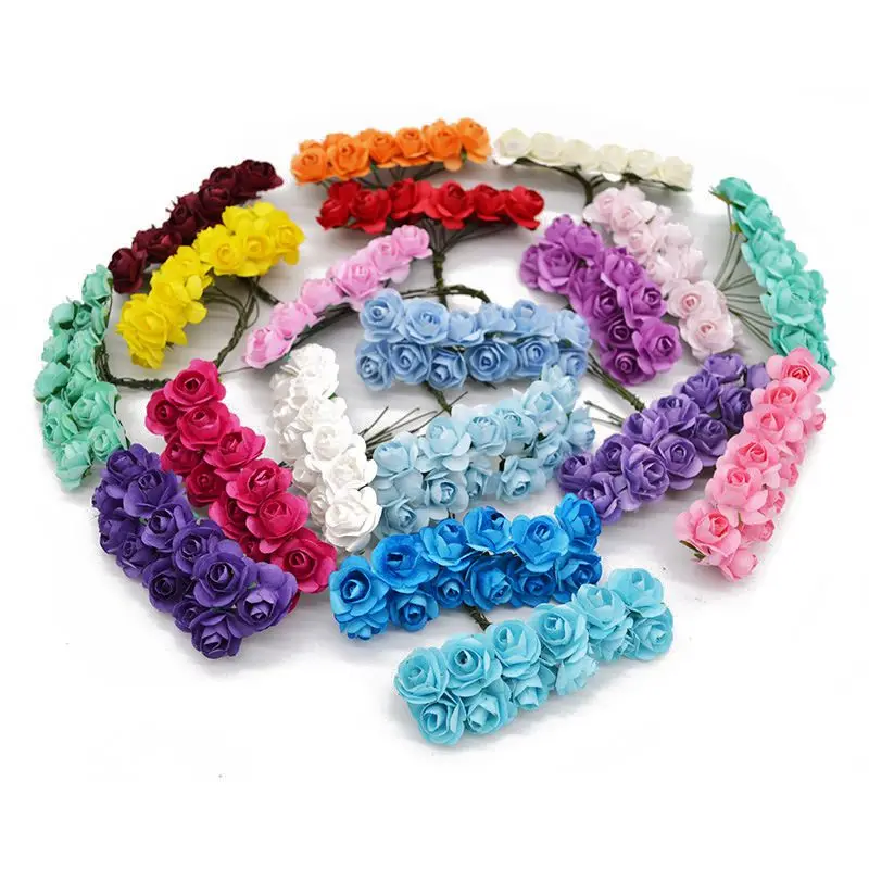 

144pcs Artificial Flowers simulation paper Rose Outdoor courtyard UV protection Garden Wedding Home Diy gift Candy Box Accessory