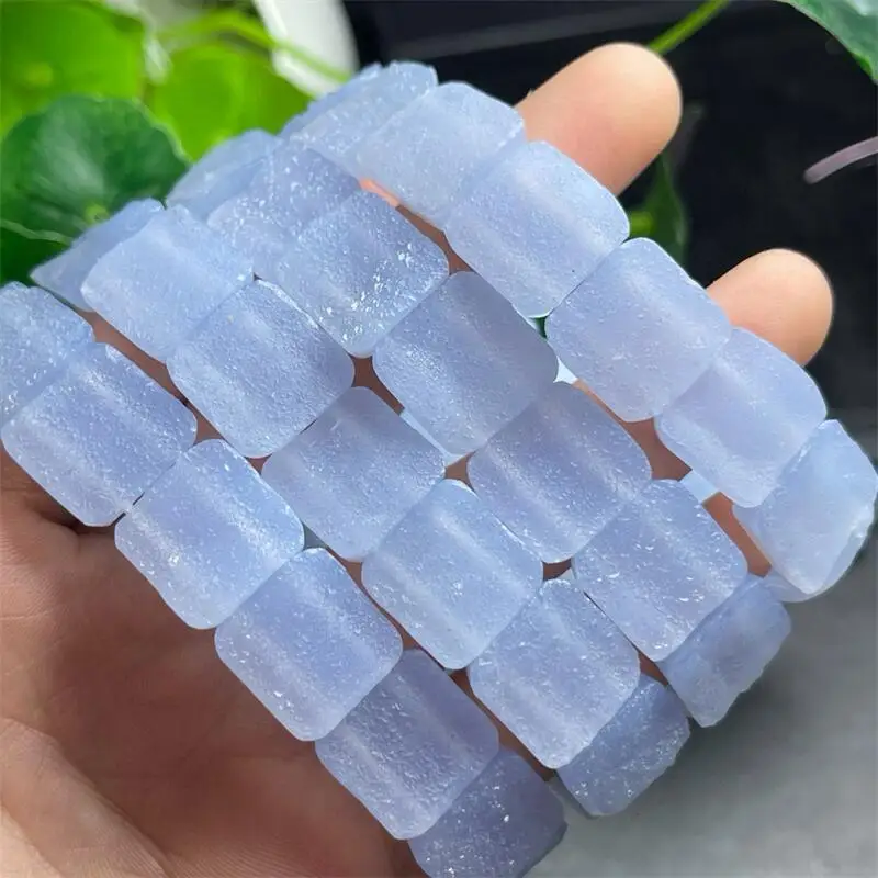 

Natural Blue Agate Druzy Bangle Charms Handmade Fortune Energy Bangle Mineral Woman Amulet Jewelry Gift 1PCS