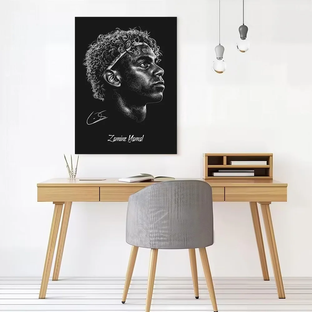 Lamine Yamal Scribble Art Poster Customizable Printed Canvas Painting for Pictures Wall Art Room Decorating Interior Decoration