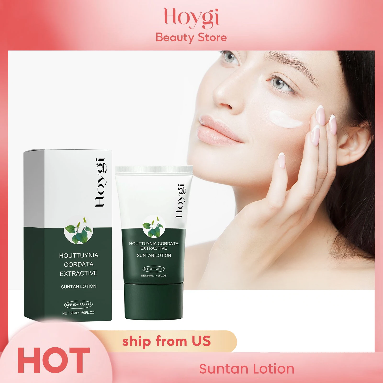 Refreshing & Breathable Herbal Formula Whiten Nourish All Day Sun Cream Sunscreen Houttuynia Cordata Extractive Suntan Lotion