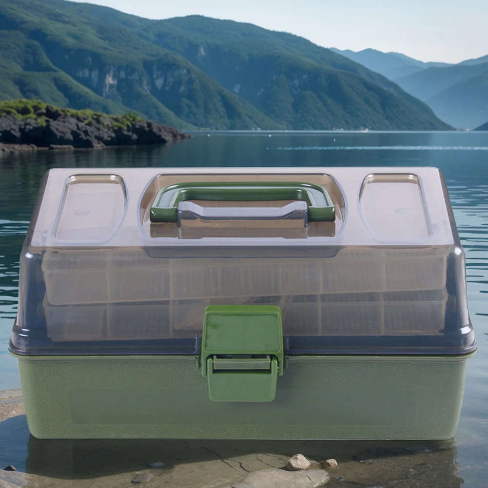 

Трехслойный ящик для рыболовных снастей, коробка для хранения рыболовных инструментов, пластиковый органайзер большой вместимости, портативный, для рыбалки на открытом воздухе