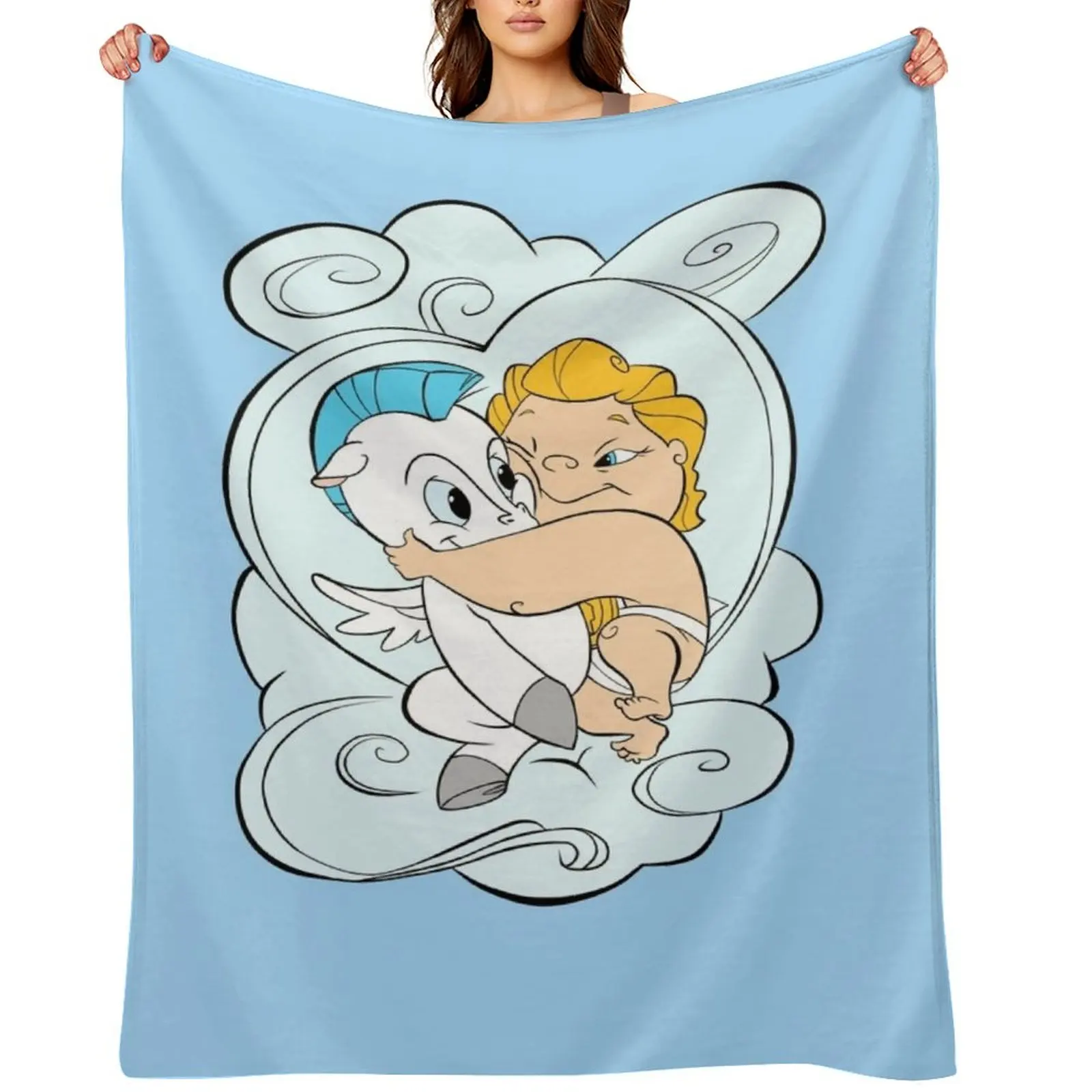 

Friends: Hercules & Pegasus Throw Blanket Quilt Moving Custom manga Blankets