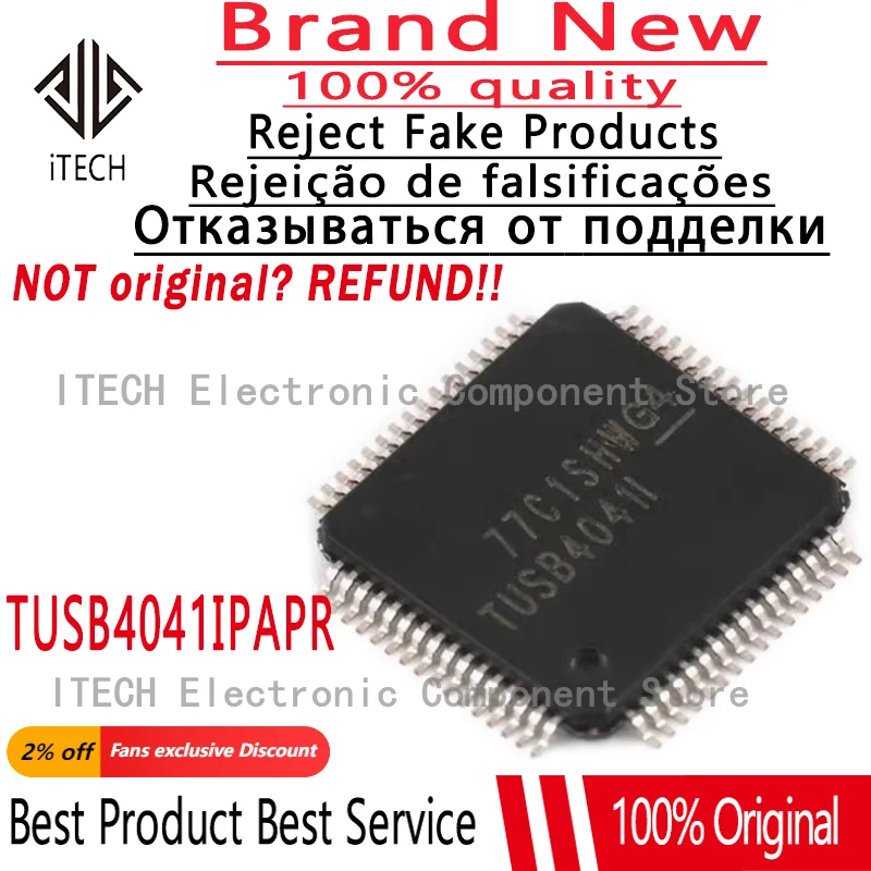 5pcs/lot Original TUSB4041IPAPR TUSB4041IPAP TUSB4041I HTQFP-64 Interface Controller Chip 100% New and Genuine