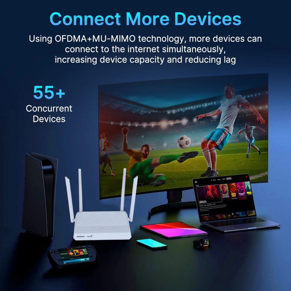 fenvi WiFi 6 Router AX3000 Dual Band 3000Mbps 2.4G/5GHz Gigabit WiFi6 Wireless Repeater MU-MIMO Networking Signal Booster