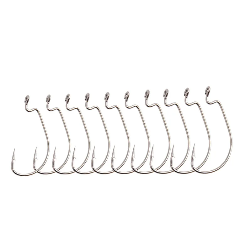 

10pcs/bag Barbed Wide Belly Crank Hook Freshwater Sea Fishing Fish Hooks Bulk Bait Single Hook