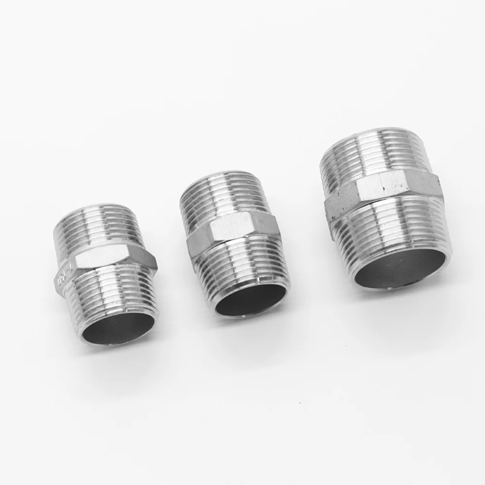 Conector acoplador de tubo de acero inoxidable, boquilla hexagonal macho BSP NPT, 1/8, 1/4, 3/8, 1/2, 3/4, 1-1/2, 2, 3 y 4 pulgadas, 201"