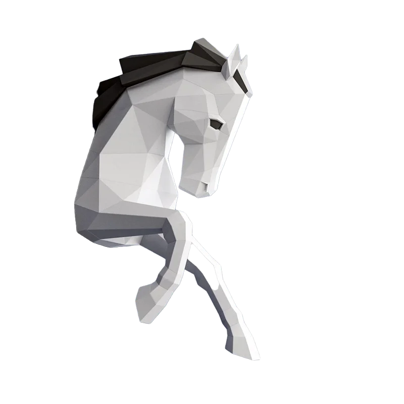 Horse Head 3D Paper Model Kit Home Decor Wall Decoration Polygon Geometry Hand Made Art Papercrafts DIY Low Poly Puzzles Toys