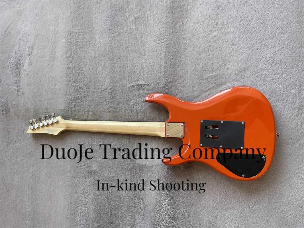 Orange red guitar basswood body Maple neck Rose wood fingerboard tremolo bridge Orange pickup chrome hardware