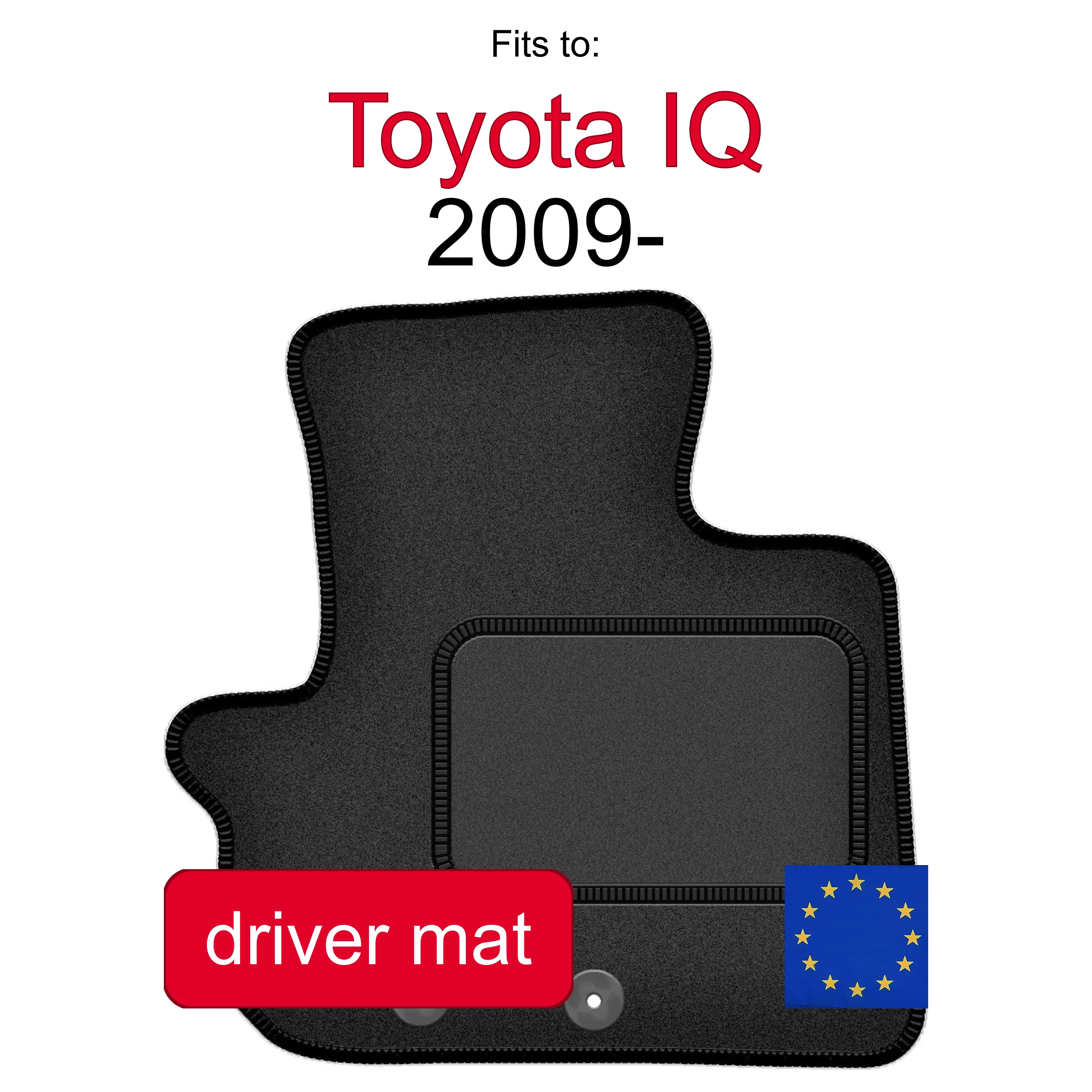 Velour tapijt voor de bestuurdersstoel voor Toyota IQ hatchback (2009-) - Grafietkleurig (1 stuk)