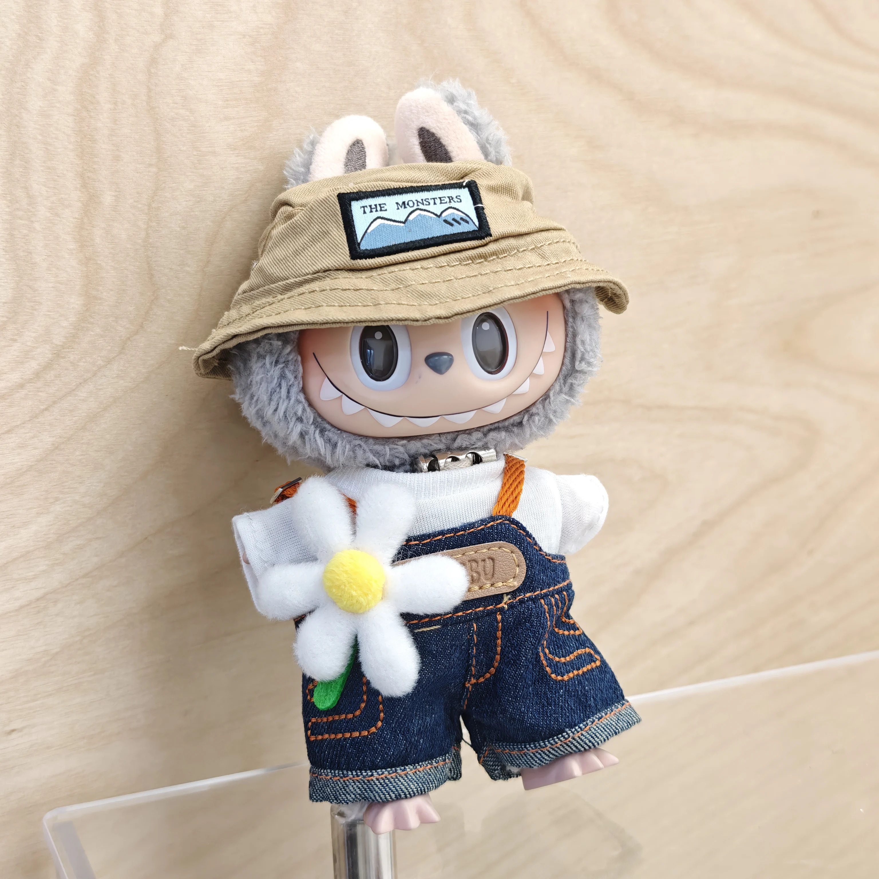 

2pcs Cute Clothes Set For 15-17cm Labubu Clothing Accessories Overall Hat Outfit For Replacement Only Clothing No Doll