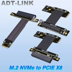 ADT-Link 4.0 M.2 M-key NGFF NVMe To PCI Express 3.0 4.0 X8 Riser Extender SATA Cable for PCIe 8x LAN RAID SSD Cards M2 Ultra SSD