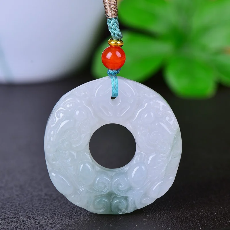 Natural Golden Jade Safety Buckle Pendant Tian Shan Cui Longma Spirit Necklace Pendant Men's and Women's Simple Jewelry