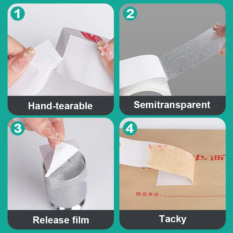 10/50 m gewöhnliches doppelseitiges Klebeband, langlebige Haftung, hochviskoses Studenten-Briefpapier, transparent, spurlos, Werbung für Zuhause