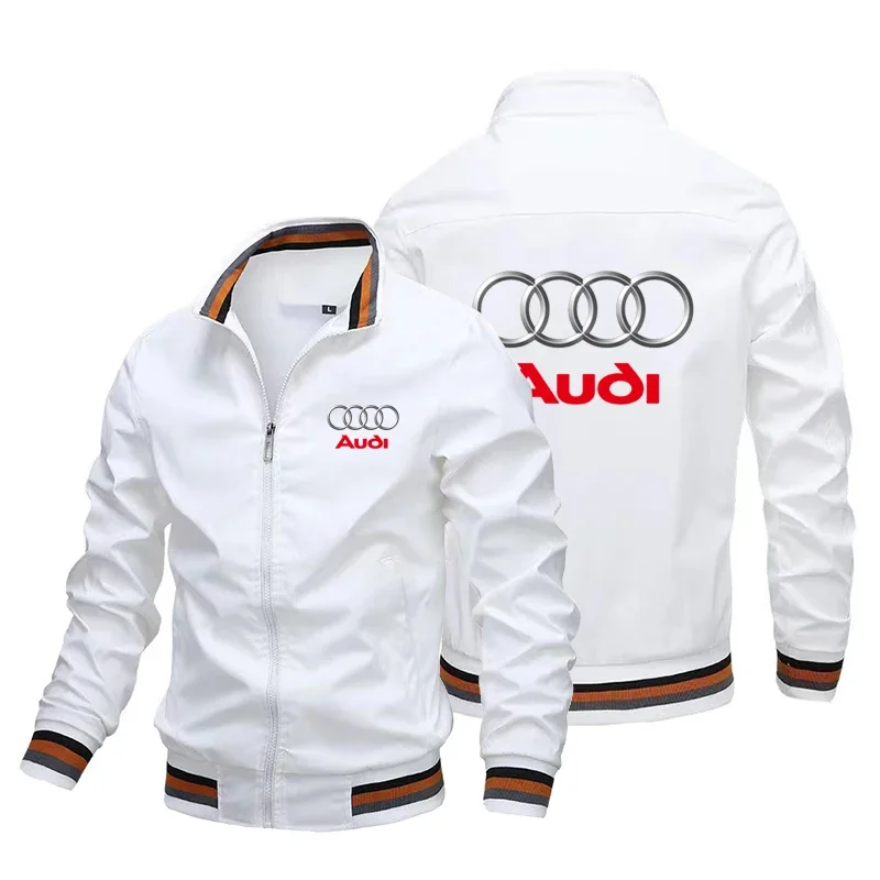 2024 Men\'s Motorcycle Jackets Audi A6 A8 RS Car Logo Jacket Fashion Windbreaker Casual Racing Biker Jacket Men\'s Clothing Coats