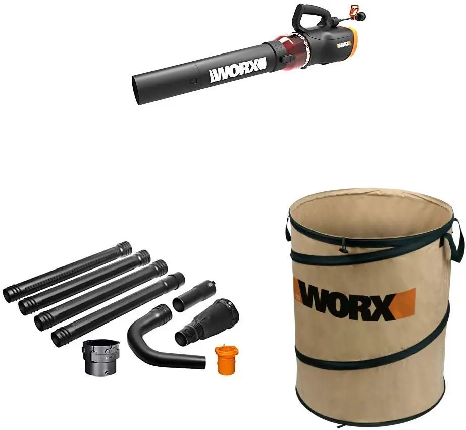 

WG520 Turbine 600 Electric Leaf Blower, Black with WA4094 GUTTERPRO Universal Gutter Cleaning Kit, 11‘ Reach WA0030 Landscaping