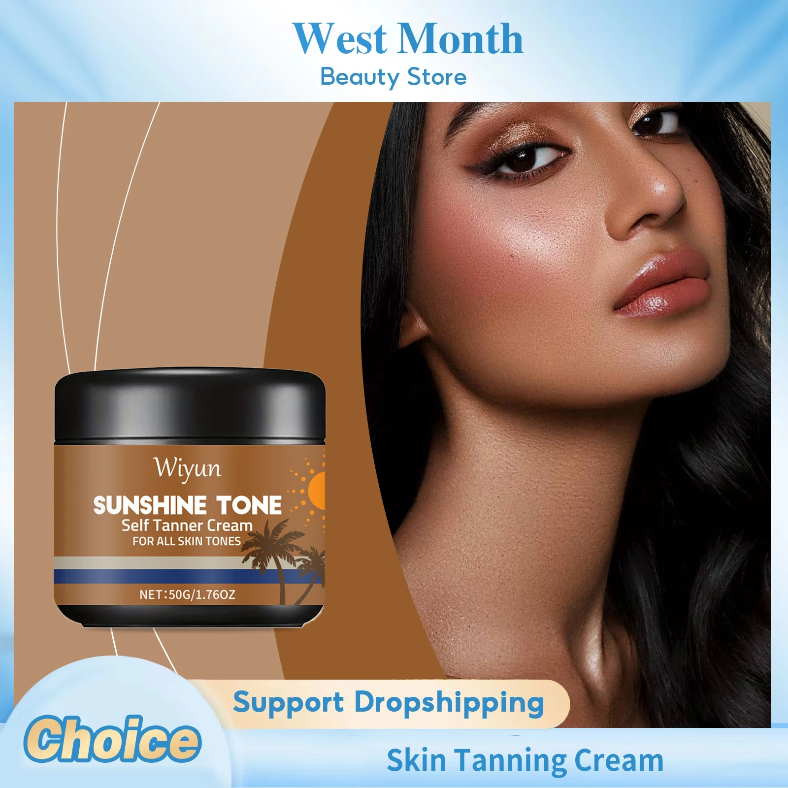 

Skin Tanning Cream Face Body Bronzer Even Skin Tone Natural Glow Moisturizing Smoothing Waterproof Refreshing Self Tanning Cream