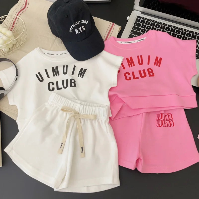 Summer Baby Girls Clothes Sets Kids Letter Print T shirts Shorts 2pcs Suits Children's Clothes Girls Short Sleeve Tops Tracksuit