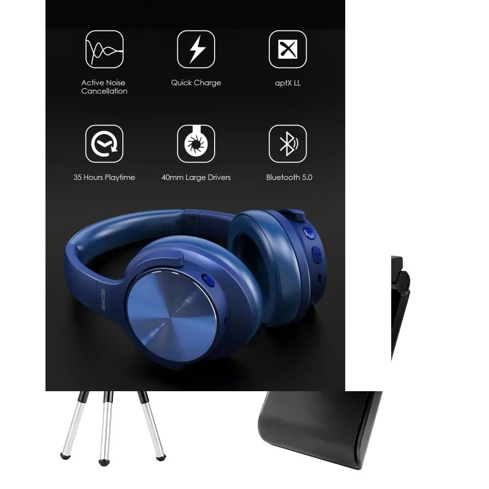 He-Mini KL-Mixcder E9 PRO Headphones aptX LL Wireless Bluetooth Headphone Active Noise Cancelling with MIC Deep Base Earphones