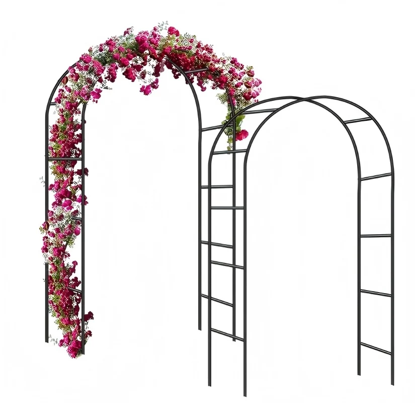 Forever Speed Rosenbogen Torbogen Garten Rankgitter Rosenhilfe aus Pulverbeschichtetem Stahl, Garten Decoration und Verzierung Kletterer wetterfest 240 x 140 x 38 cm/Schwarz（2 Stück）