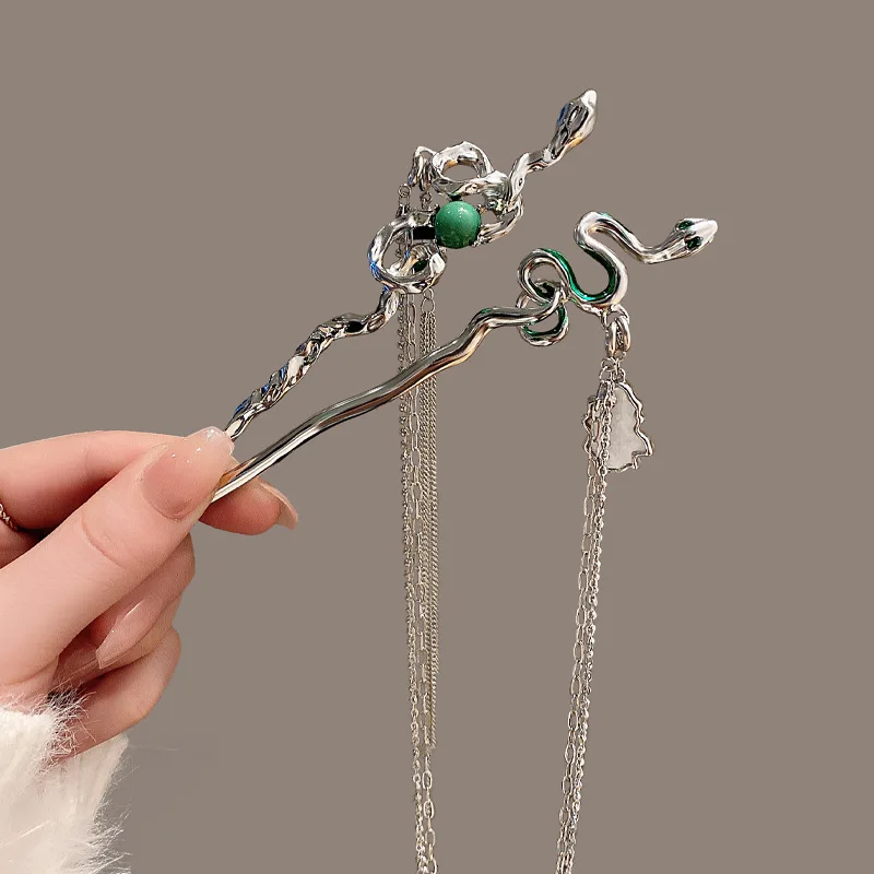 

New Chinese ancient style elegant Spirit snake, spirit snake hairpin, tassel hair stick, fashionable headwear for girls, hair clip, durable hair accessory, high-quality gift, 1PC