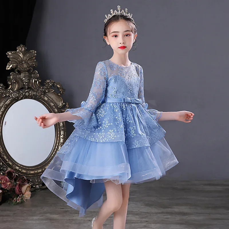 Fashion Flower Girl Dresses for Weddings Lace Long Sleeve Kids Girls Dress Summer Children Girls Party Dresses 3-13 Years