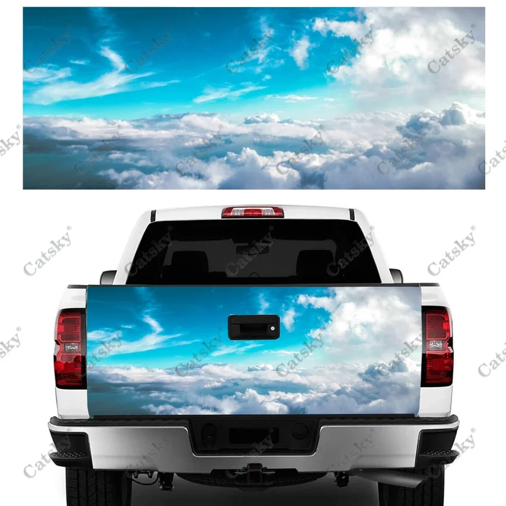 Nature Sky Cloud Print Blue Car Tail Trunk Protect Vinly Wrap Sticker Decal Auto Hood Decoration Sticker for SUV Off-road Pickup