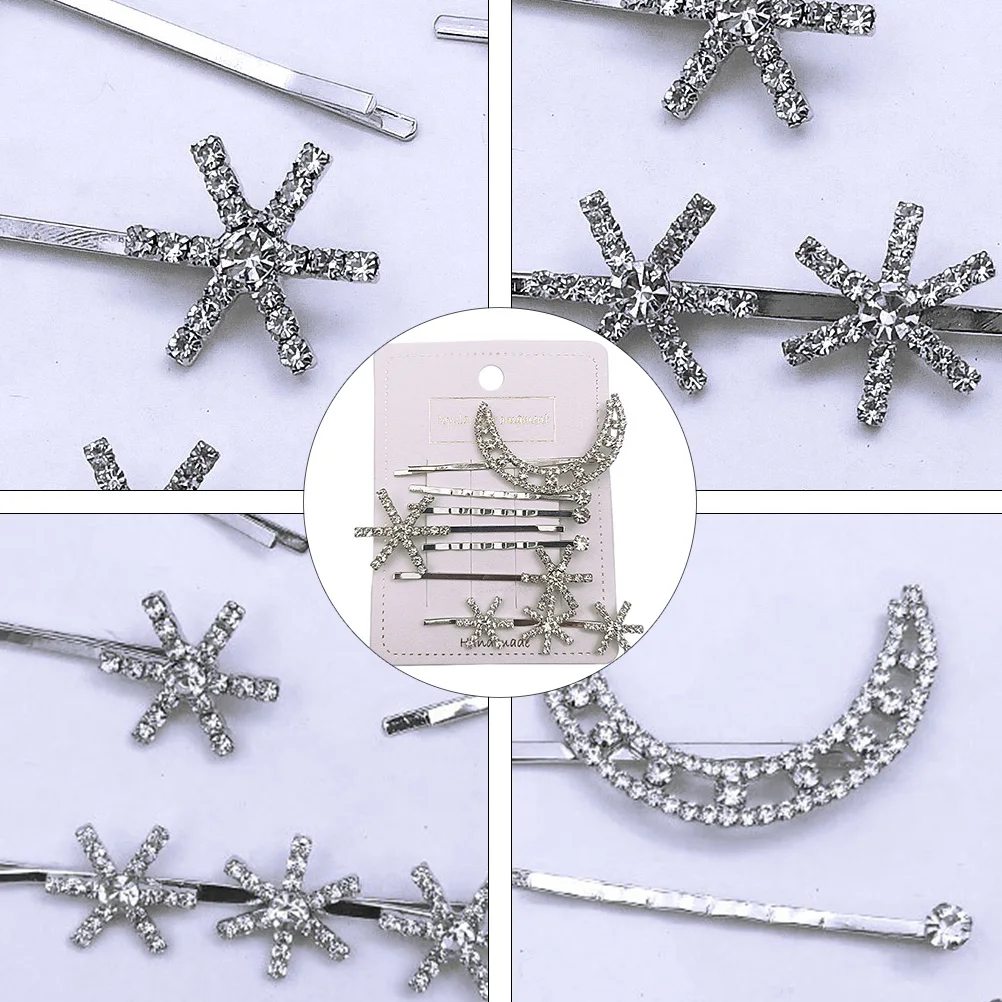 

7pcs /Set Moon Star Hair Clips Crystal Decorative Accessories Alloy Chic Hairpins For Women Retro Hairpins Durable