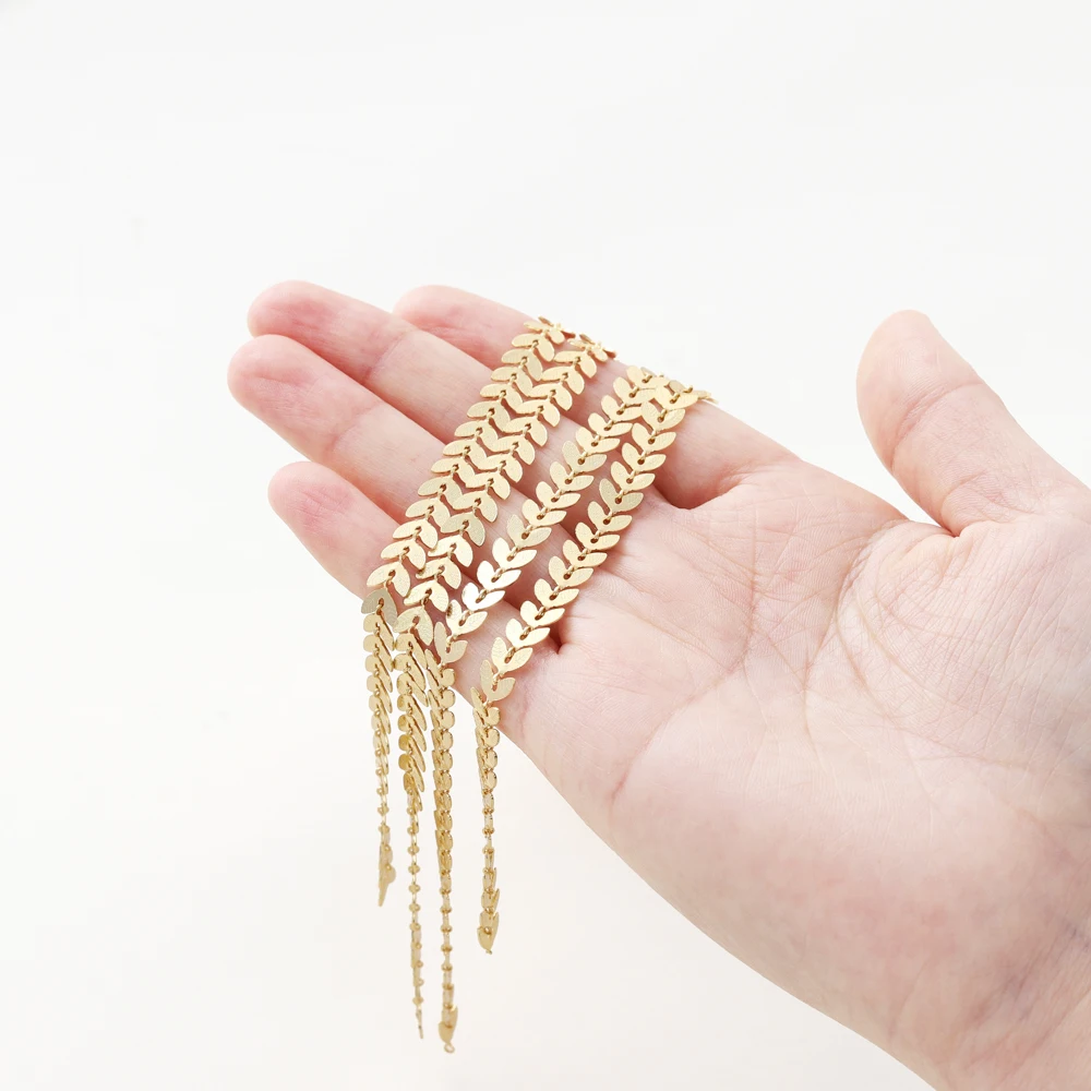 1Meter 14K/18K Gold Color Plated Brass Leaves Leaf Chains Necklace Chains for DIY Bracelet Jewelry Making Findings Accessories
