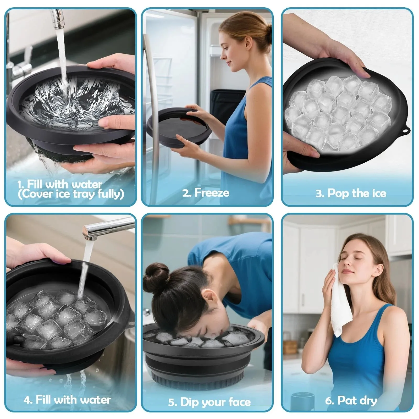 وعاء حمام ثلج للوجه قابل للطي من السيليكون للوجه يغرق غمس أداة العناية بالبشرة المنزل السفر الجمال الأساسية متعددة الأغراض التمريض #4
