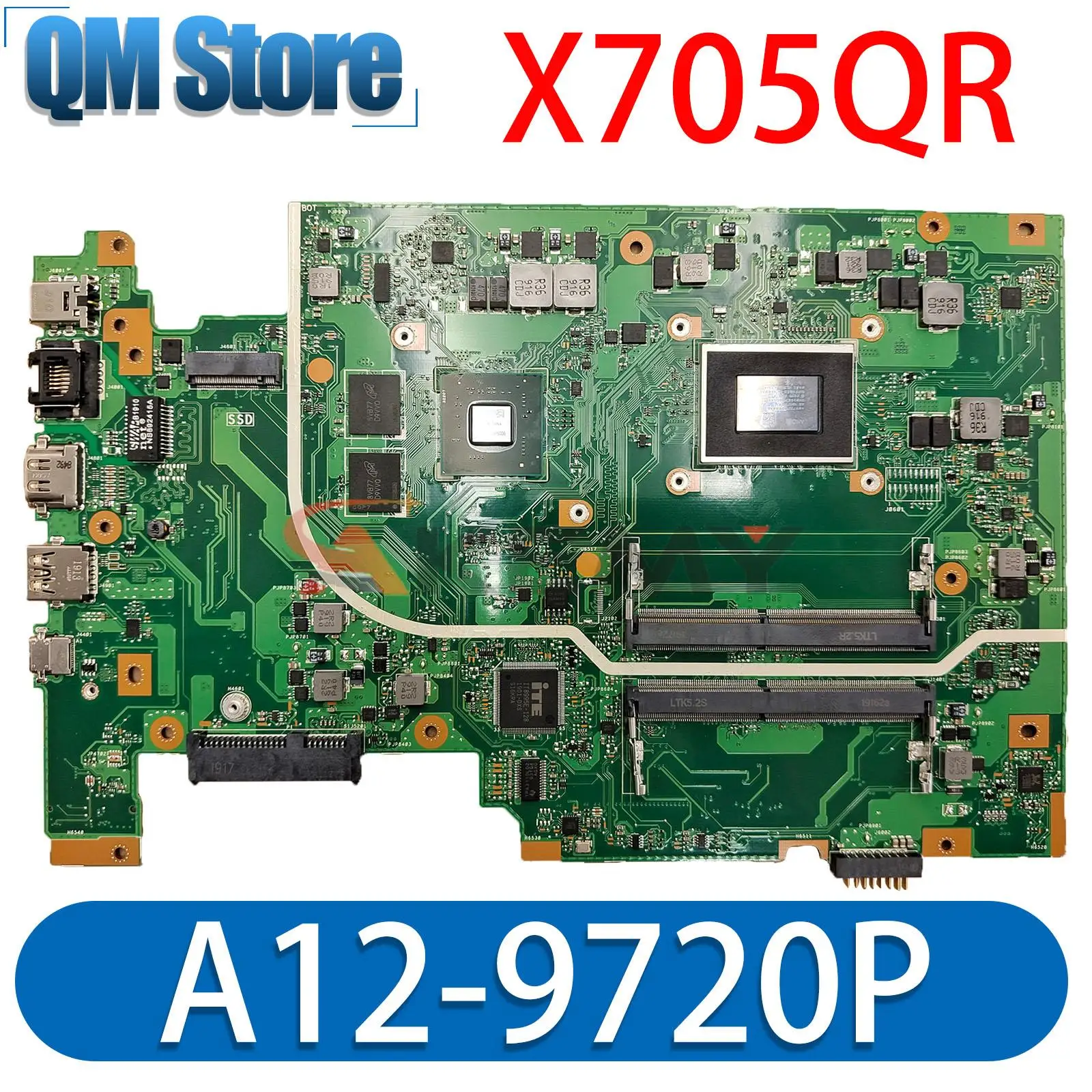 เมนบอร์ด X705QR สำหรับ ASUS X705QA A705Q F705Q X705Q แล็ปท็อปเมนบอร์ด CPU A12-9720P DDR4 V2G