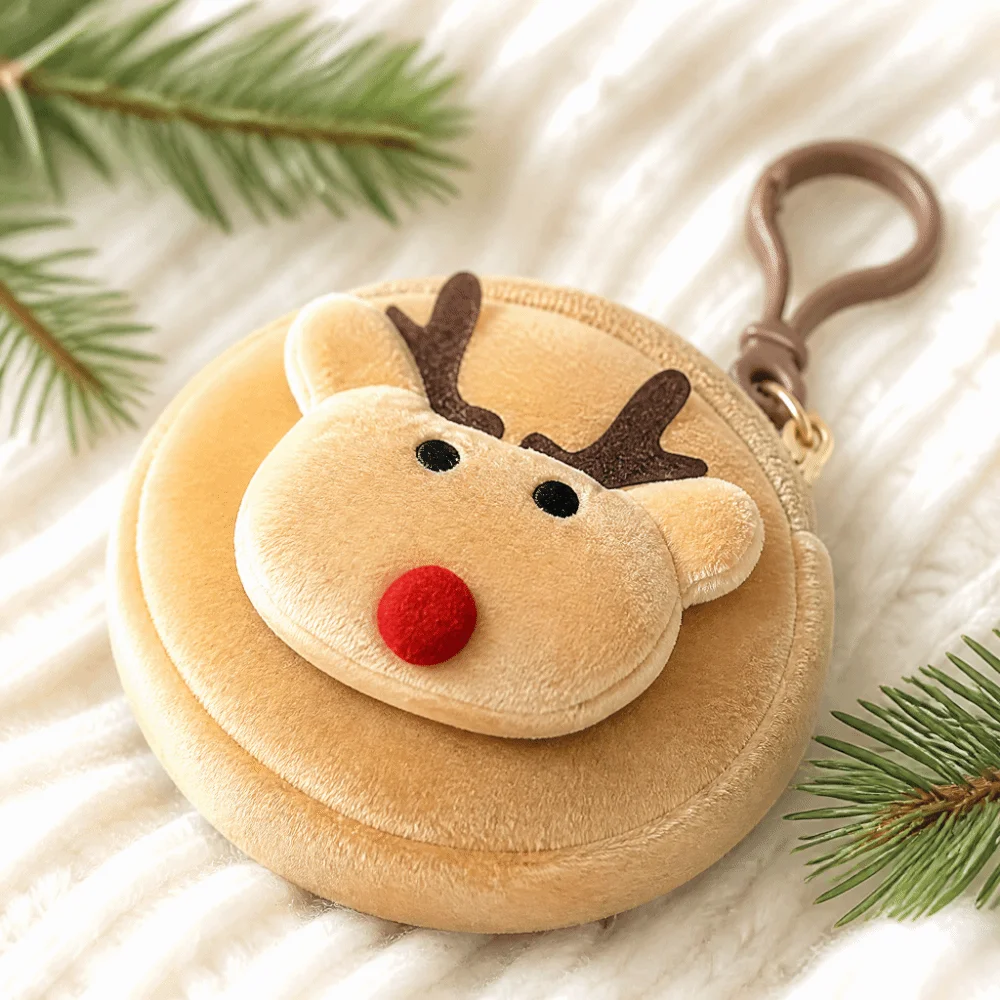 6 Stück niedliche Weihnachts-Geldbörsen mit Glockenmotiv, Cartoon-Elch-Mini-Geldbörse, praktischer Weihnachtsmann-Schlüsselanhänger, Reißverschlussbeutel, Weihnachtsgeschenk – Detail 11
