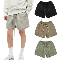 Summer New Men's Shorts Woven Shorts High Street Casual Loose Solid Color 5/4 Sports Pants for Men