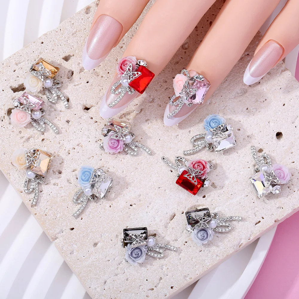 10 قطعة سبائك الحفر كاميليا فراشة مسمار ديكور سباركلي كومة الحفر العارية الماس مسمار الفن السحر DIY بها بنفسك صالون مانيكير لوازم
